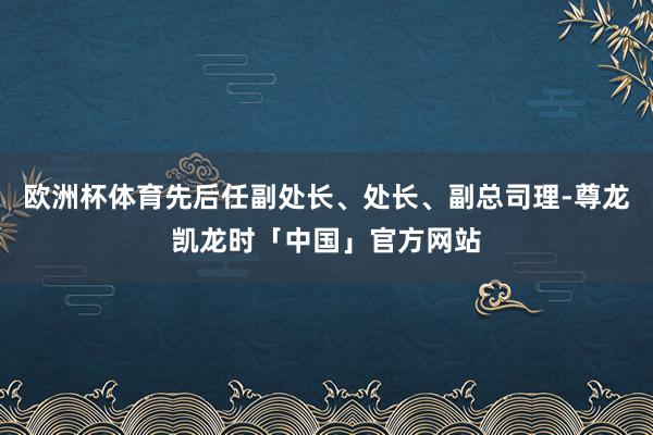 欧洲杯体育先后任副处长、处长、副总司理-尊龙凯龙时「中国」官方网站