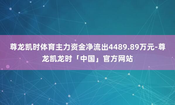 尊龙凯时体育主力资金净流出4489.89万元-尊龙凯龙时「中国」官方网站
