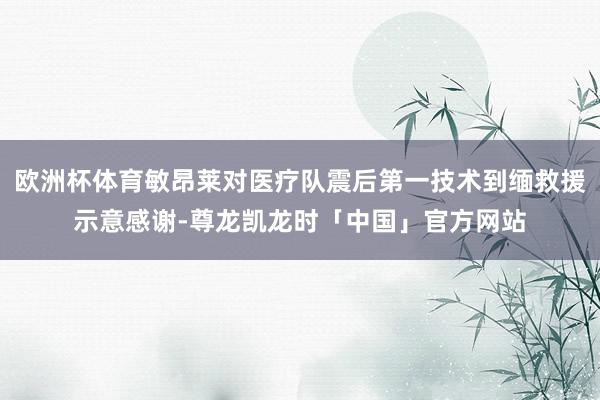 欧洲杯体育敏昂莱对医疗队震后第一技术到缅救援示意感谢-尊龙凯龙时「中国」官方网站