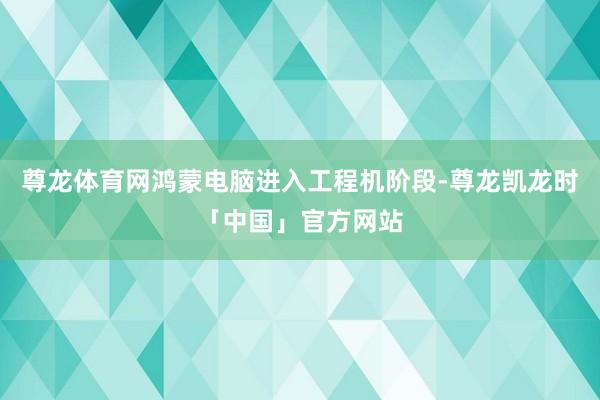 尊龙体育网鸿蒙电脑进入工程机阶段-尊龙凯龙时「中国」官方网站