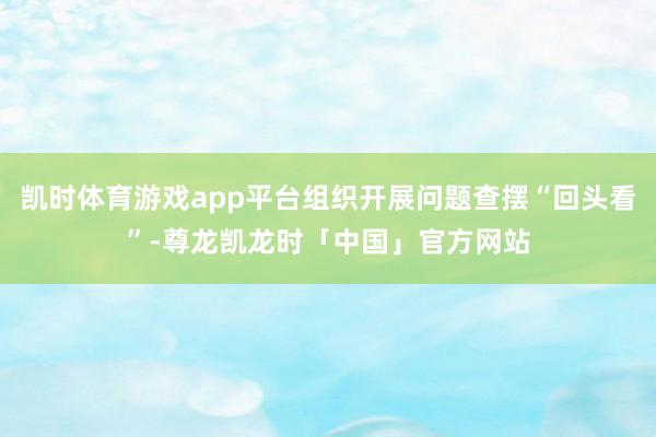 凯时体育游戏app平台组织开展问题查摆“回头看”-尊龙凯龙时「中国」官方网站