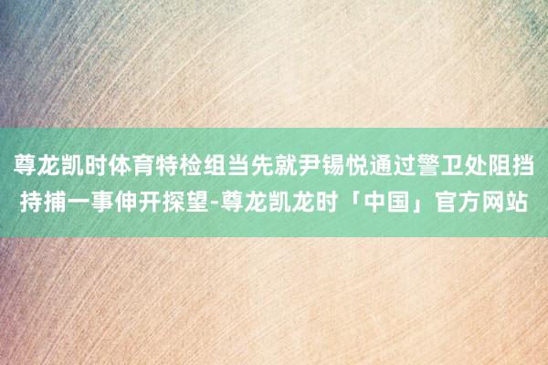 尊龙凯时体育特检组当先就尹锡悦通过警卫处阻挡持捕一事伸开探望-尊龙凯龙时「中国」官方网站