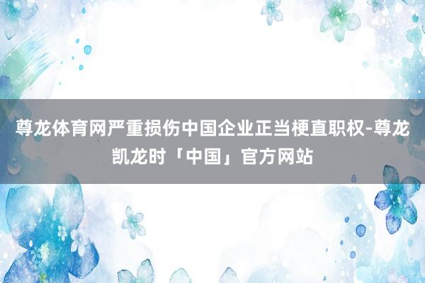 尊龙体育网严重损伤中国企业正当梗直职权-尊龙凯龙时「中国」官方网站