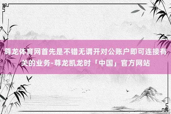 尊龙体育网首先是不错无谓开对公账户即可连接有关的业务-尊龙凯龙时「中国」官方网站