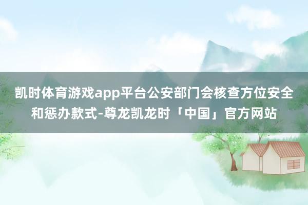 凯时体育游戏app平台公安部门会核查方位安全和惩办款式-尊龙凯龙时「中国」官方网站