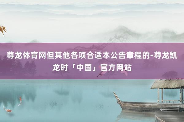 尊龙体育网但其他各项合适本公告章程的-尊龙凯龙时「中国」官方网站