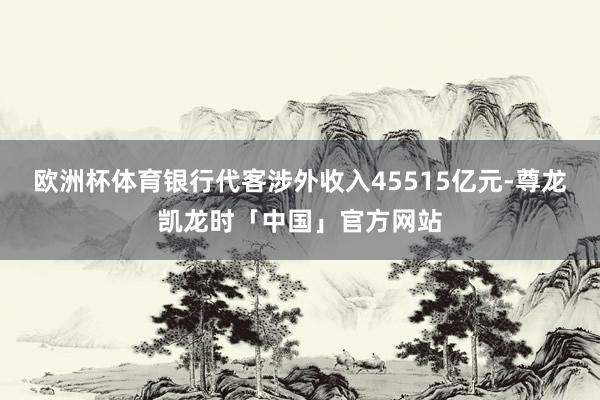 欧洲杯体育银行代客涉外收入45515亿元-尊龙凯龙时「中国」官方网站