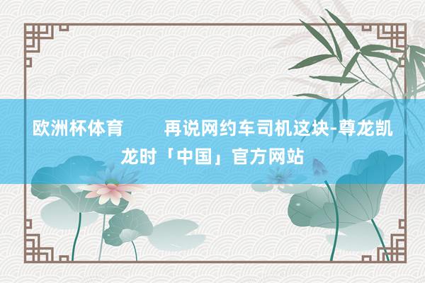 欧洲杯体育 再说网约车司机这块-尊龙凯龙时「中国」官方网站