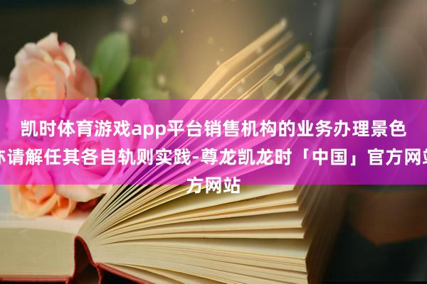 凯时体育游戏app平台销售机构的业务办理景色亦请解任其各自轨则实践-尊龙凯龙时「中国」官方网站