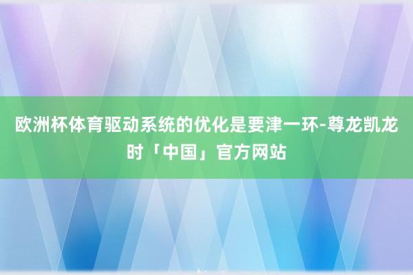 欧洲杯体育驱动系统的优化是要津一环-尊龙凯龙时「中国」官方网站
