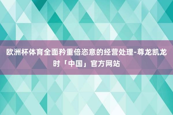 欧洲杯体育全面矜重倍恣意的经营处理-尊龙凯龙时「中国」官方网站